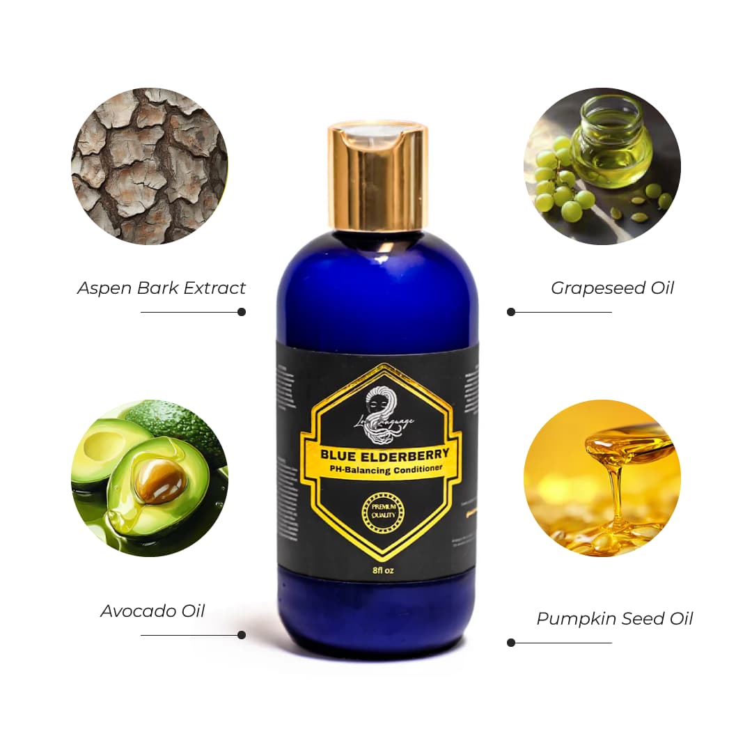 Blue Elderberry PH-Balancing Conditioner, 8 fl oz – Hydrates, detangles, reduces frizz, and balances scalp pH for healthier, more manageable hair. Paraben- and sulfate-free formula with natural oils and organic ingredients